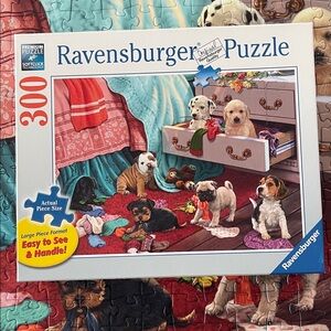 Ravensburger 300 Large Piece Format Puzzle with Puppies Colorful Complete
